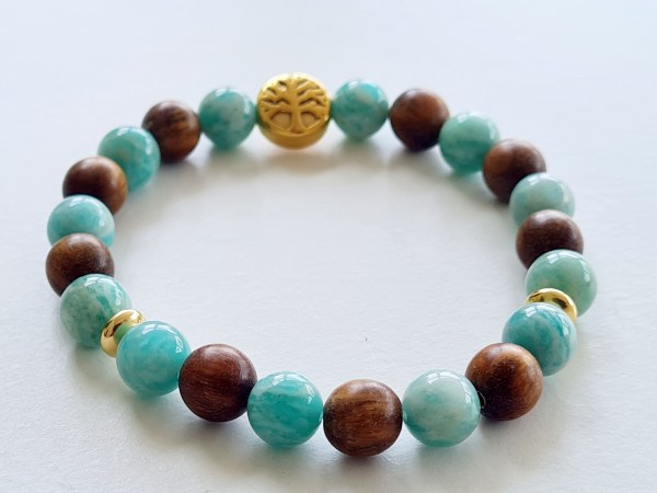 Bracelet amazonite verte et palo santo